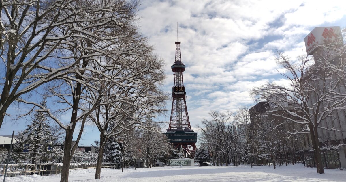 雪に覆われた大通公園と札幌テレビ塔の冬景色